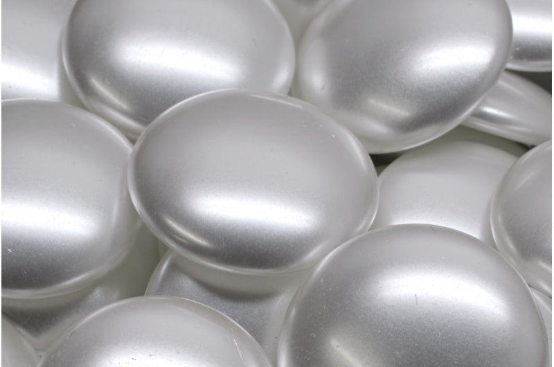 Cabochon Beads White 11402 (02010-11402), Glass, Czech Republic