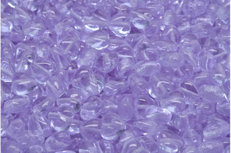 Heart Beads, Transparent Light Amethyst (20300), Glass, Czech Republic