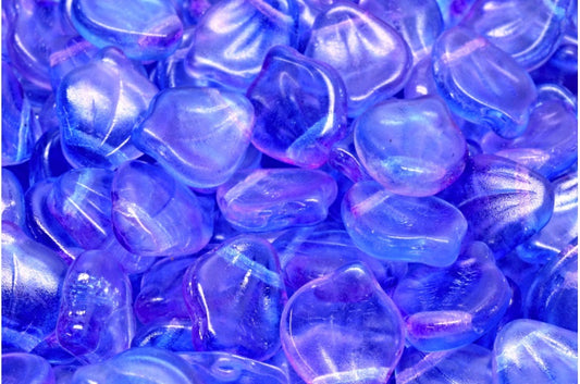牡丹花瓣珠，水晶蓝紫 (00030-48002)，玻璃，捷克共和国