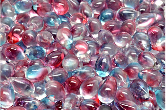 Drop beads, Crystal Blue-Red Transparent Dyed (00030-48013), Glass, Czech Republic