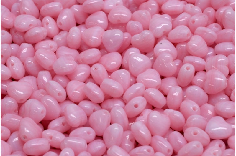 ハートビーズ、オパールピンク（71400）、ガラス、チェコ共和国