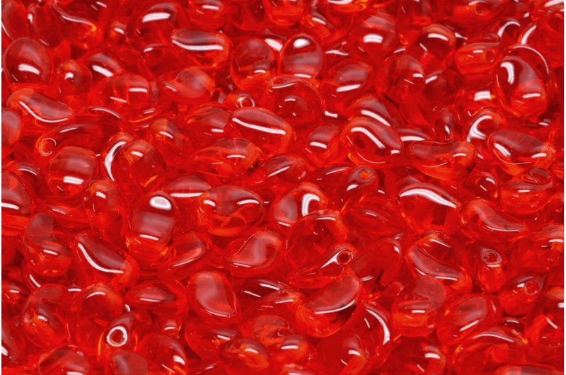 Tulip Petal Beads, Transparent Red (90050), Glass, Czech Republic