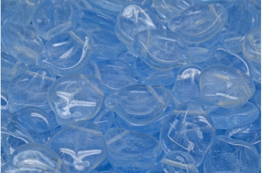 Peony Petal Beads, Transparent Blue (30010), Glass, Czech Republic