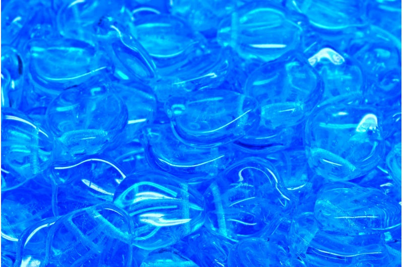 Peony Petal Beads, Transparent Aqua (60020), Glass, Czech Republic