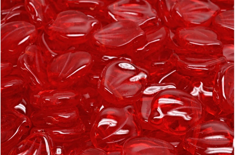 Peony Petal Beads, Ruby Red (90080), Glass, Czech Republic
