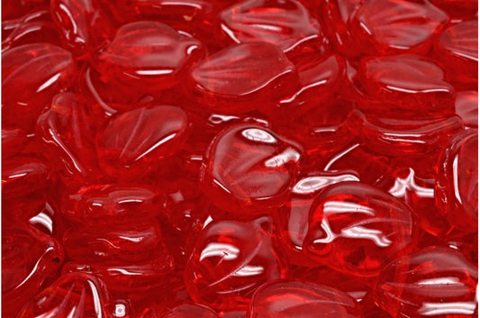 Peony Petal Beads, Ruby Red (90080), Glass, Czech Republic