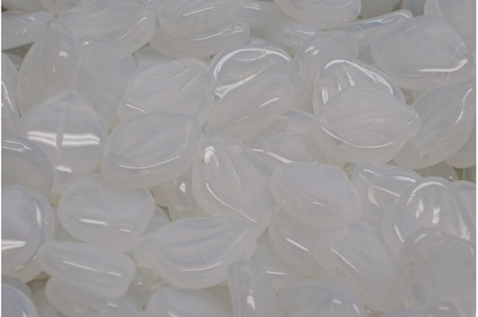 Peony Petal Beads, Opal White (01000), Glass, Czech Republic