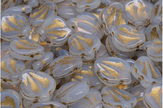 Pfingstrosenblütenperlen, Opalweißgold gefüttert (01000-54202), Glas, Tschechische Republik