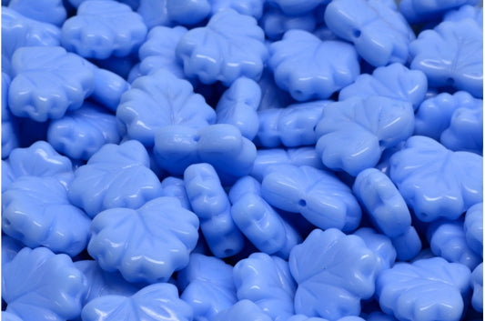 メープルリーフビーズ、不透明ライトブルー（33010）、ガラス、チェコ共和国