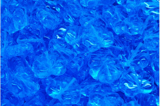 メープルリーフビーズ、透明アクア（60020）、ガラス、チェコ共和国