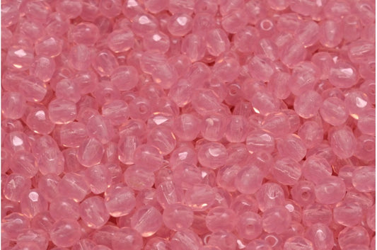 ファセット加工ラウンドビーズ、オパールピンク（72030）、ボヘミアクリスタルガラス、チェコ共和国