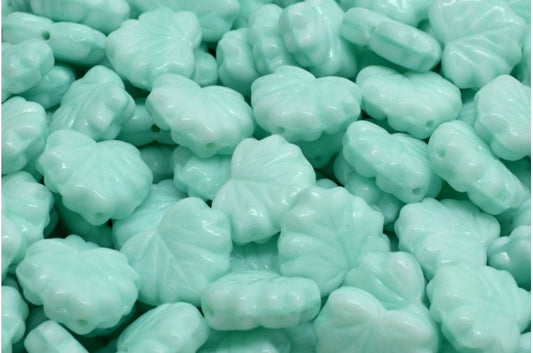 メープルリーフビーズ、ライトグリーン（07524）、ガラス、チェコ共和国