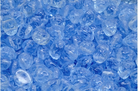 Notched Oval Cabochon, Transparent Blue (30010), Glass, Czech Republic