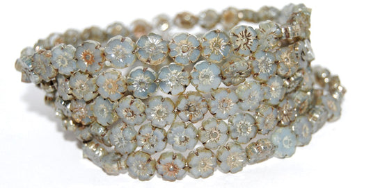 Table Cut Round Beads Hawaii Flowers, (41000 43400), Glass, Czech Republic