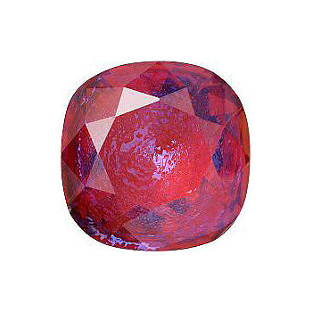 Rounded Square Faceted Pointed Back (Doublets) Crystal Glass Stone, Red 11 Mexico Opals (Mex-34), Czech Republic