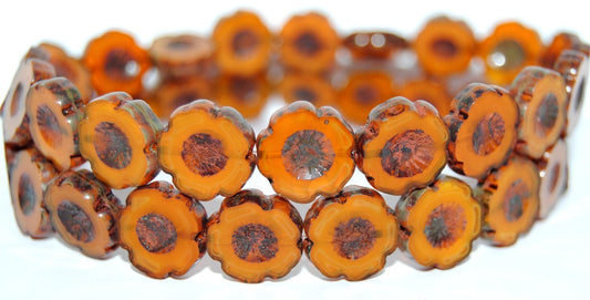 Table Cut Round Beads Hawaii Flowers, 81260 Travertin (81260 86800), Glass, Czech Republic