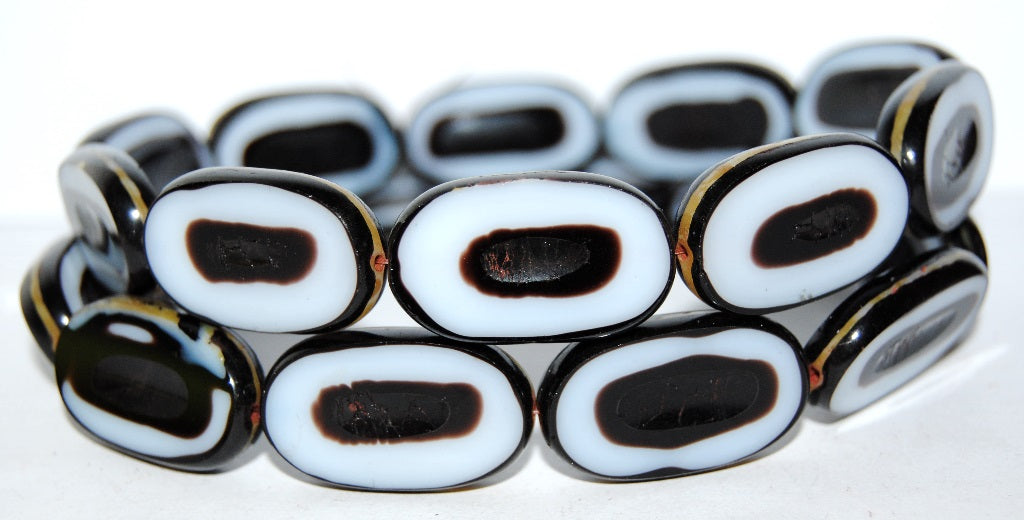 Table Cut Rounded Rectangle Oval Beads With Oval, 17025 Travertin (17025 86800), Glass, Czech Republic