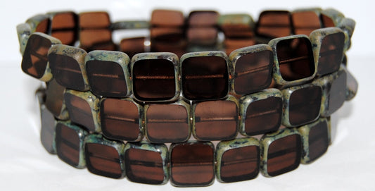 Table Cut Square Beads, (10220M 43400), Glass, Czech Republic