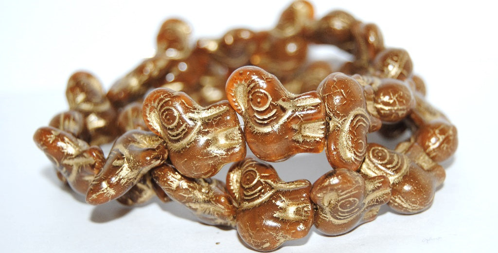 Elephant Animal Pressed Glass Beads, (16616 54202), Glass, Czech Republic