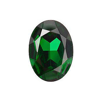 Oval Faceted Pointed Back (Doublets) Crystal Glass Stone, Green 3 Transparent With Aluminium (50640-Al), Czech Republic