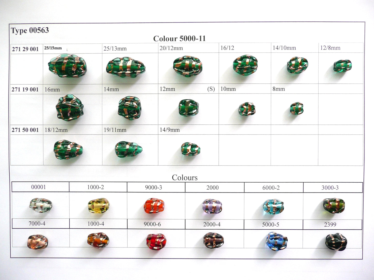 30 Stück Lampwork-Perlen 563 / Tropfen/Birne (271-50-001), handgefertigt, Preciosa-Glas, Tschechische Republik