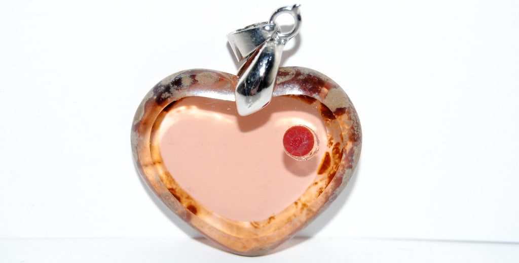 Table Cut Heart Beads Pendant, Pp Transparent Pink 43400 (Pp 70130 43400), Glass, Czech Republic