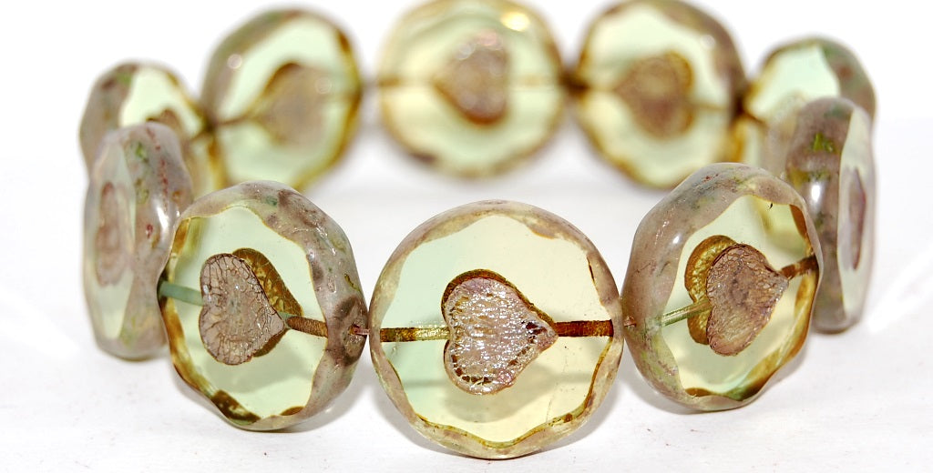 Table Cut Round Beads With Heart, (57801 43400), Glass, Czech Republic