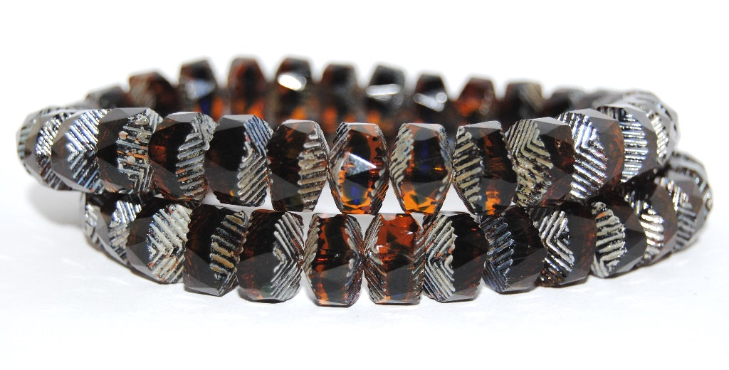 Faceted Cathedral Fire Polished Glass Beads, (37101 43400), Glass, Czech Republic