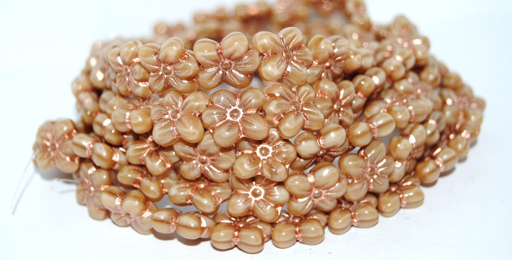 Flower Pressed Glass Beads, (14010 54200), Glass, Czech Republic