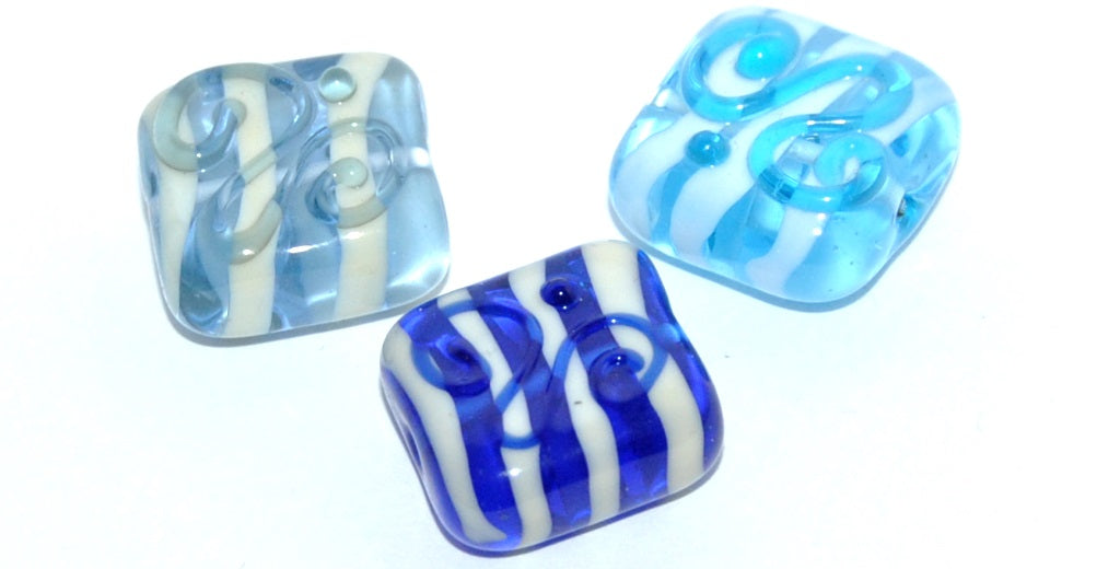 Czech Glass Hand Made Square Lampwork Beads, (Hh), Glass, Czech Republic