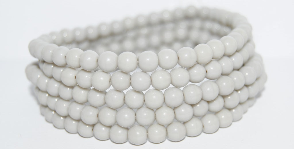 Round Pressed Glass Beads Druck, Opaque Gray (43000), Glass, Czech Republic