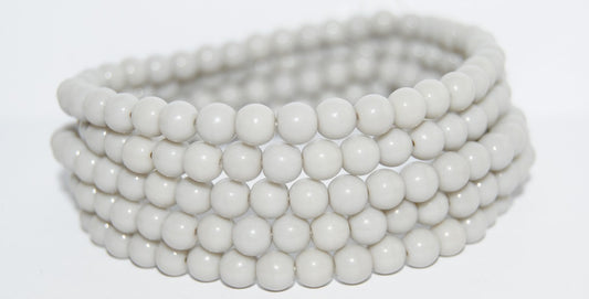 Round Pressed Glass Beads Druck, Opaque Gray (43000), Glass, Czech Republic