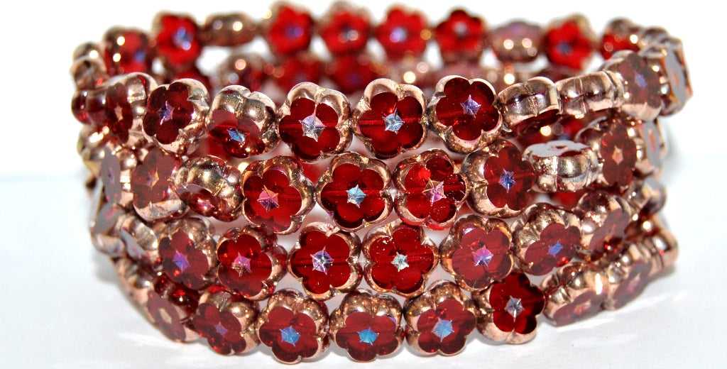 Table Cut Flower Beads, Ruby Red 29500 2Xside (90080 29500 2Xside), Glass, Czech Republic