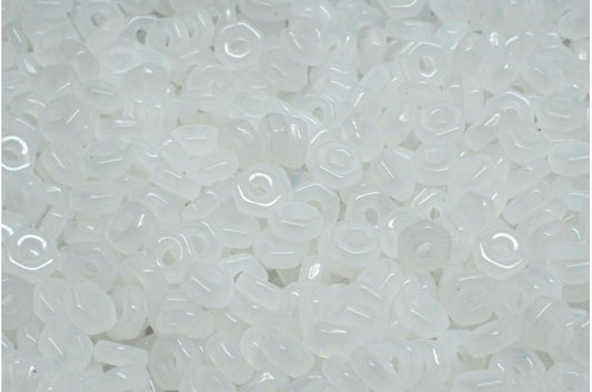 Hex Nut Beads, White (02010), Glass, Czech Republic