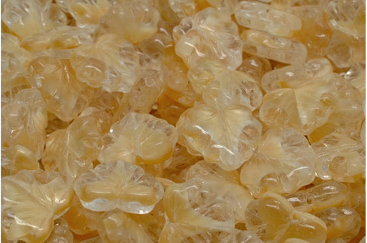 メープルリーフビーズ、ベージュ（R0140）、ガラス、チェコ共和国