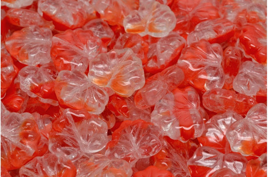 メープルリーフビーズ、赤（R0942）、ガラス、チェコ共和国