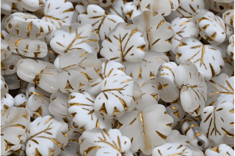 メープルリーフビーズ、R0034 ゴールドラインマット（R0034-54302-84100）、ガラス、チェコ共和国