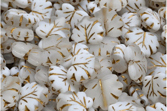 メープルリーフビーズ、R0034 ゴールドラインマット（R0034-54302-84100）、ガラス、チェコ共和国