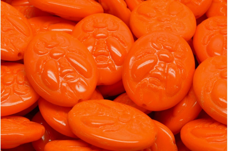 Bee Beads, Opaque Orange (93130), Glass, Czech Republic