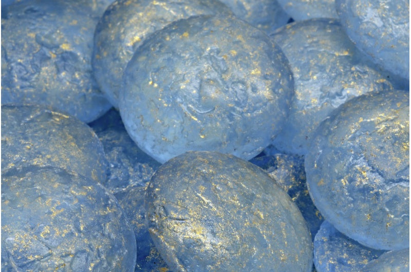 Cabochon 珠子，透明蓝色蚀刻 56902 (30010-ETCH-56902)，玻璃，捷克共和国