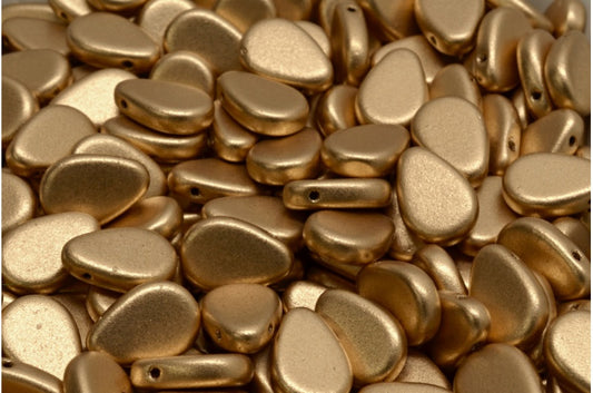 フラットティアドロップビーズ、クリスタルアズテックペールゴールド（00030-01710）、ガラス、チェコ共和国