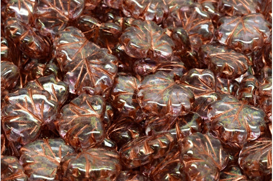 Ahornblatt-Perlen, Kristall-Terrakotta-Rot-Kupfer-gefüttert (00030-15495-54319), Glas, Tschechische Republik