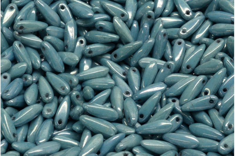 ダガービーズ、ホワイトラスターブルーフルコーティング（02010-14464）、ガラス、チェコ共和国