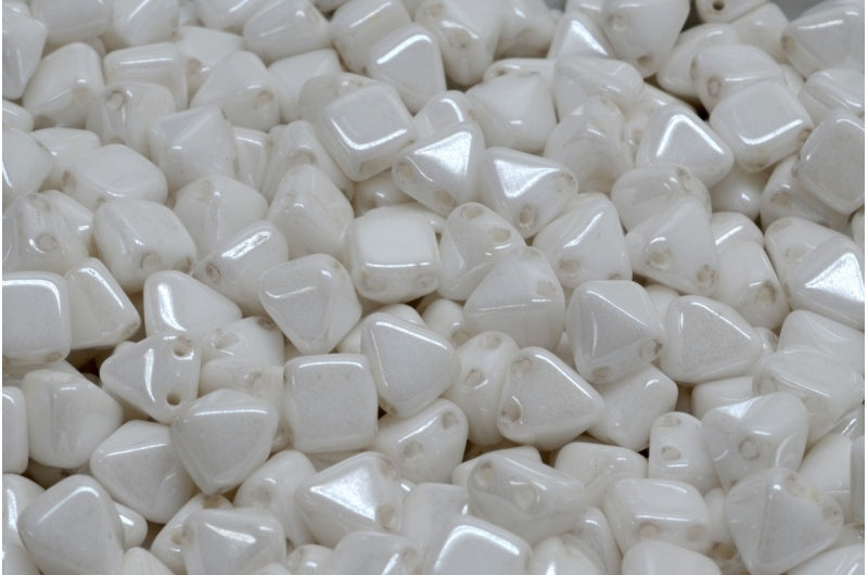 Pyramid Stud Beads, White Hematite (02010-14400), Glass, Czech Republic