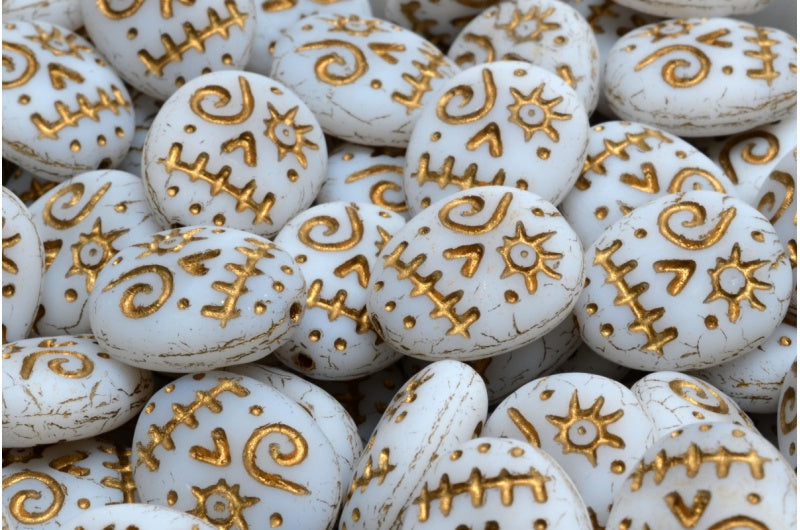 Woodoo Funny Face Beads, White Gold Lined Matte (02010-54302-84100), Glass, Czech Republic