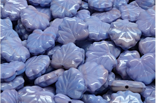 メープルリーフビーズ、不透明ライラックブルー（37714）、ガラス、チェコ共和国