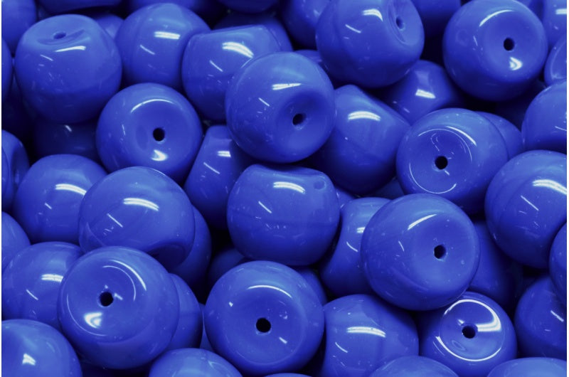 Keg Beads, Opaque Blue (33050), Glass, Czech Republic
