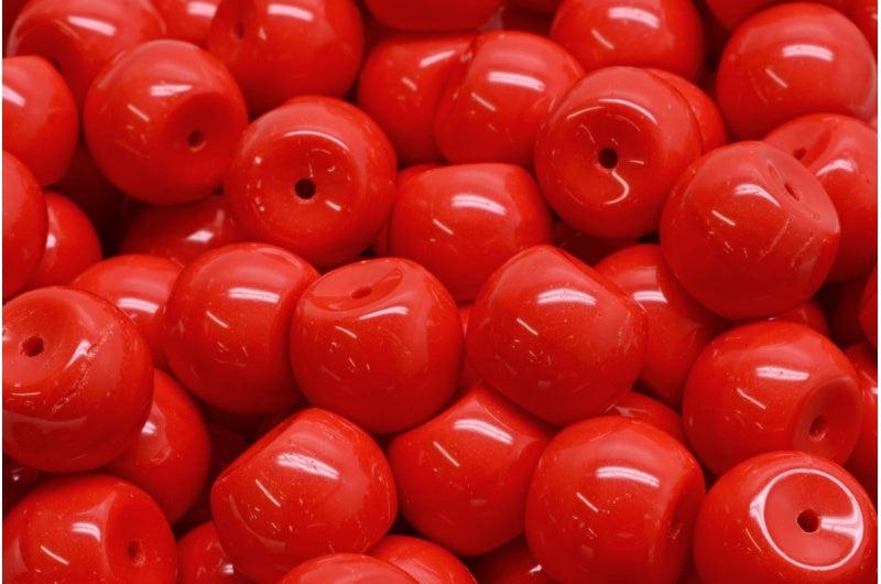 Keg Beads, Red (93190), Glass, Czech Republic