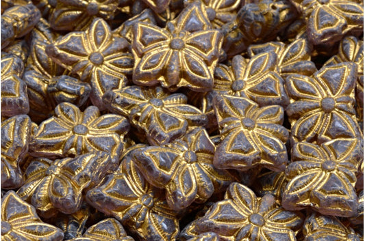 Schmetterlingsperlen, transparentes helles Amethyst-Gold gefüttert (20040-54202), Glas, Tschechische Republik