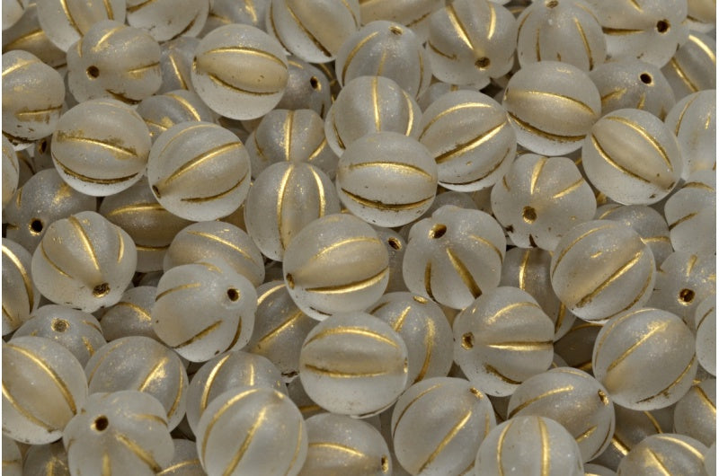Melonenperlen, Crystal Matte Gold Lined (00030-84100-54302), Glas, Tschechische Republik